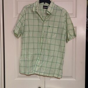 Vintage 2000s Zara Light Green Checkered Men's Shirt